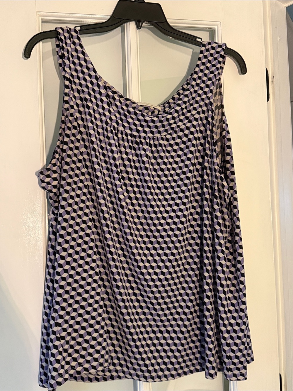 Calvin Klein Black and Purple Geometric Sleeveless Camisole